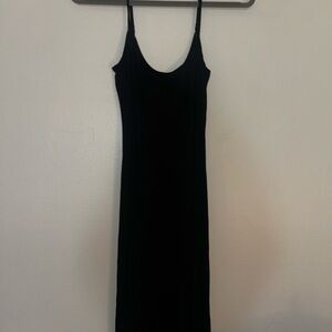 SKIMS Black Slip Midi with Thin Straps